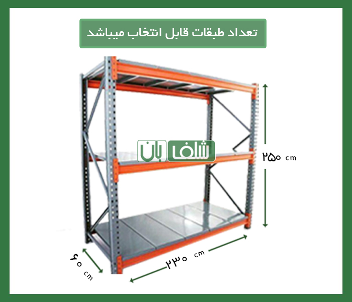 قفسه قفسه راک سنگین با تحمل بار 1000 کیلوگرم با عمق 60 سانتی متر در طول 230 سانتی متر به ارتفاع 2.5 متر
