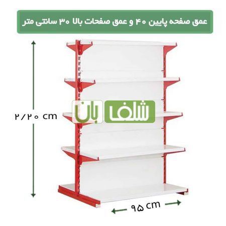 ست قفسه خودایستا دوطرفه ارتفاع 2/20 در طول 95 سانتی متر